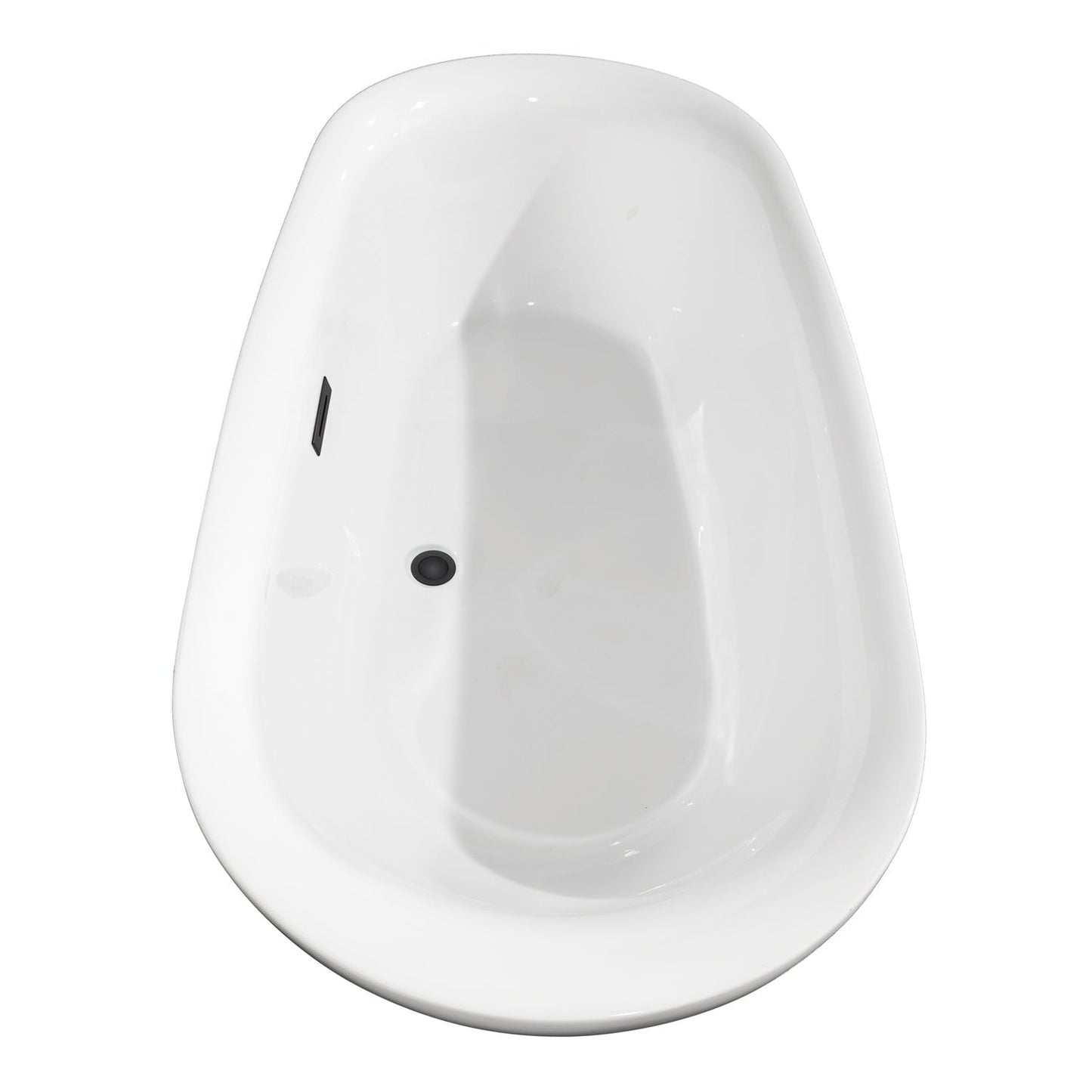 Wyndham Collection Melissa 71" Freestanding Bathtub in White With Matte Black Drain and Overflow Trim