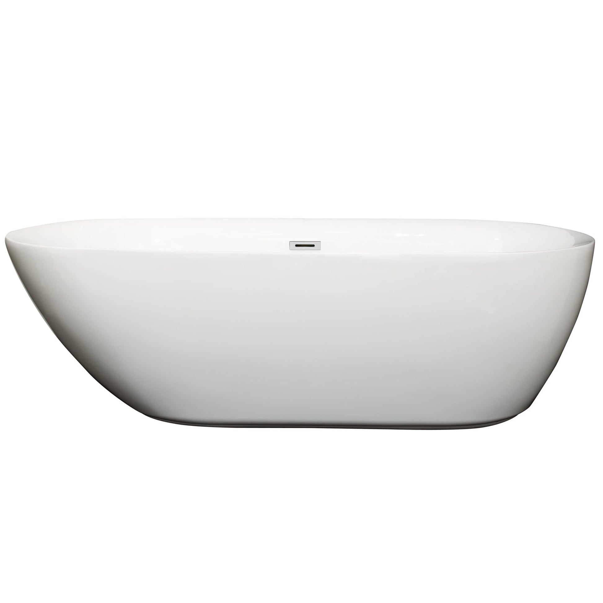 Wyndham Collection Melissa 71" Freestanding Bathtub in White With Polished Chrome Drain and Overflow Trim
