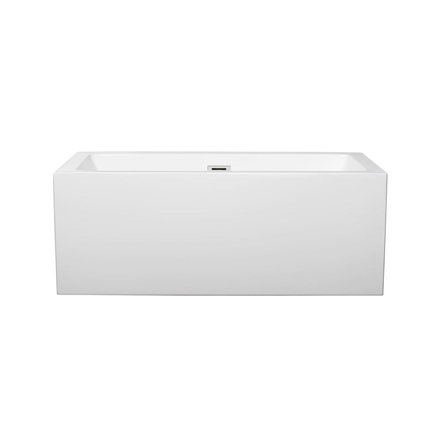 Wyndham Collection Melody 60" Freestanding Bathtub in White With Polished Chrome Drain and Overflow Trim