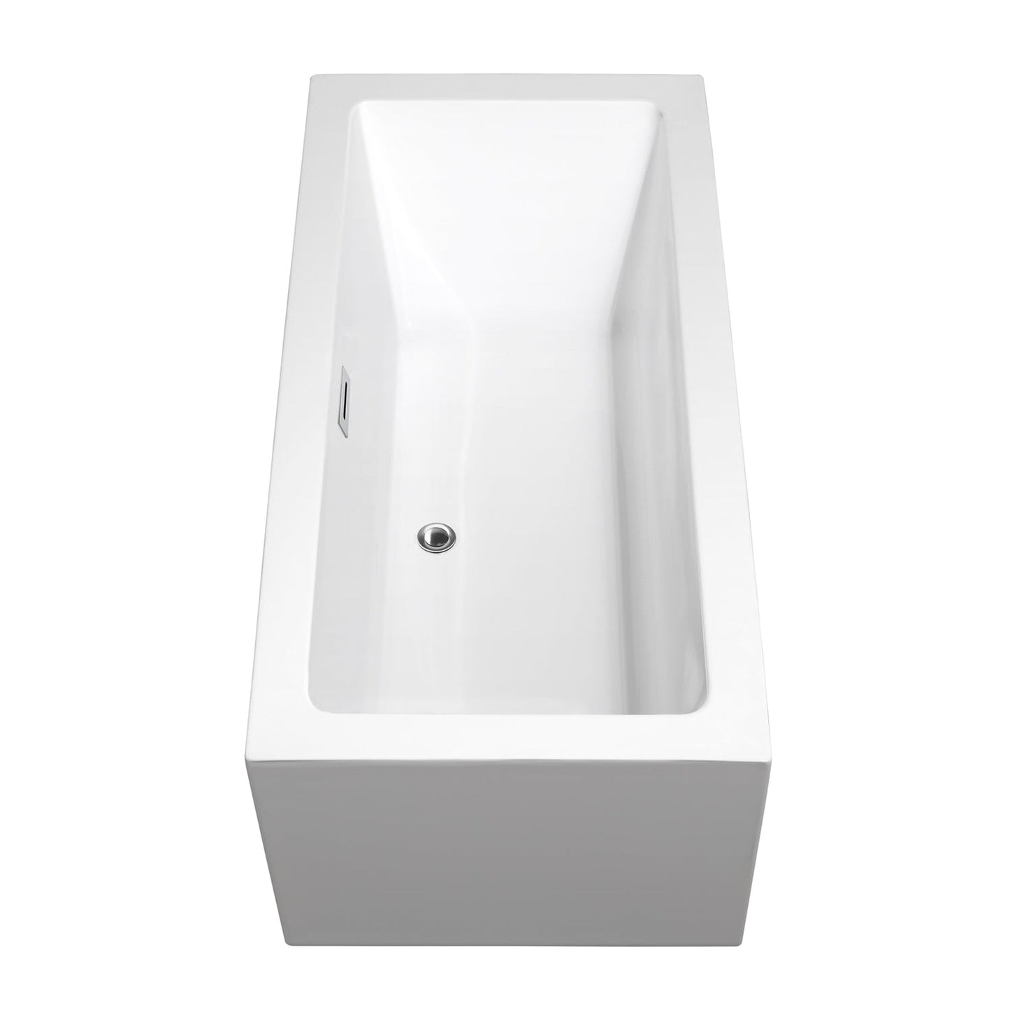 Wyndham Collection Melody 60" Freestanding Bathtub in White With Polished Chrome Drain and Overflow Trim