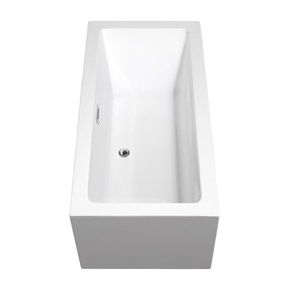 Wyndham Collection Melody 60" Freestanding Bathtub in White With Polished Chrome Drain and Overflow Trim