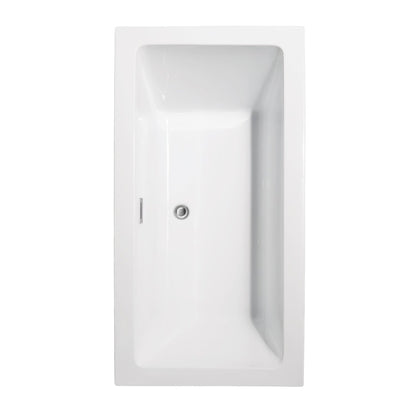 Wyndham Collection Melody 60" Freestanding Bathtub in White With Polished Chrome Drain and Overflow Trim