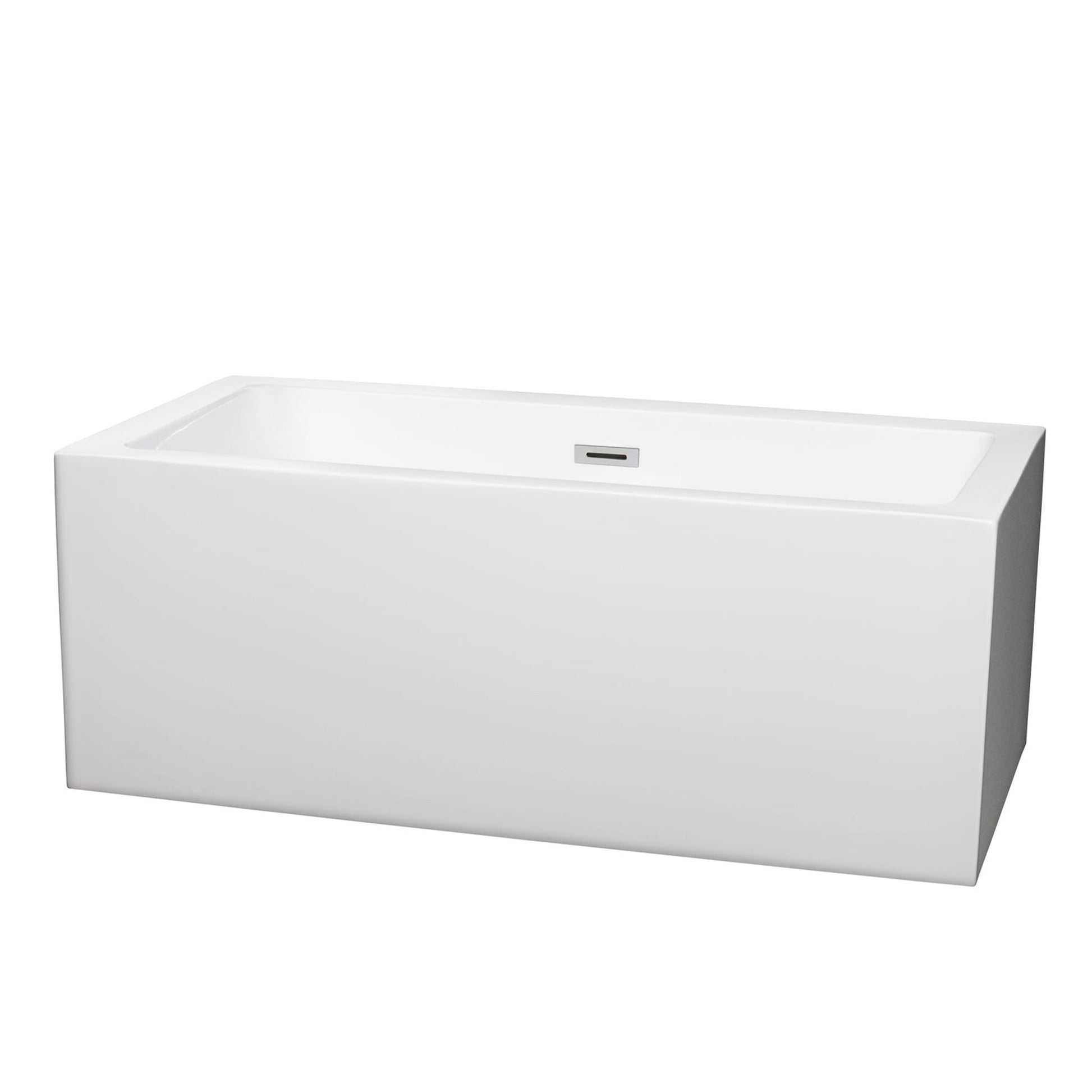 Wyndham Collection Melody 60" Freestanding Bathtub in White With Polished Chrome Drain and Overflow Trim