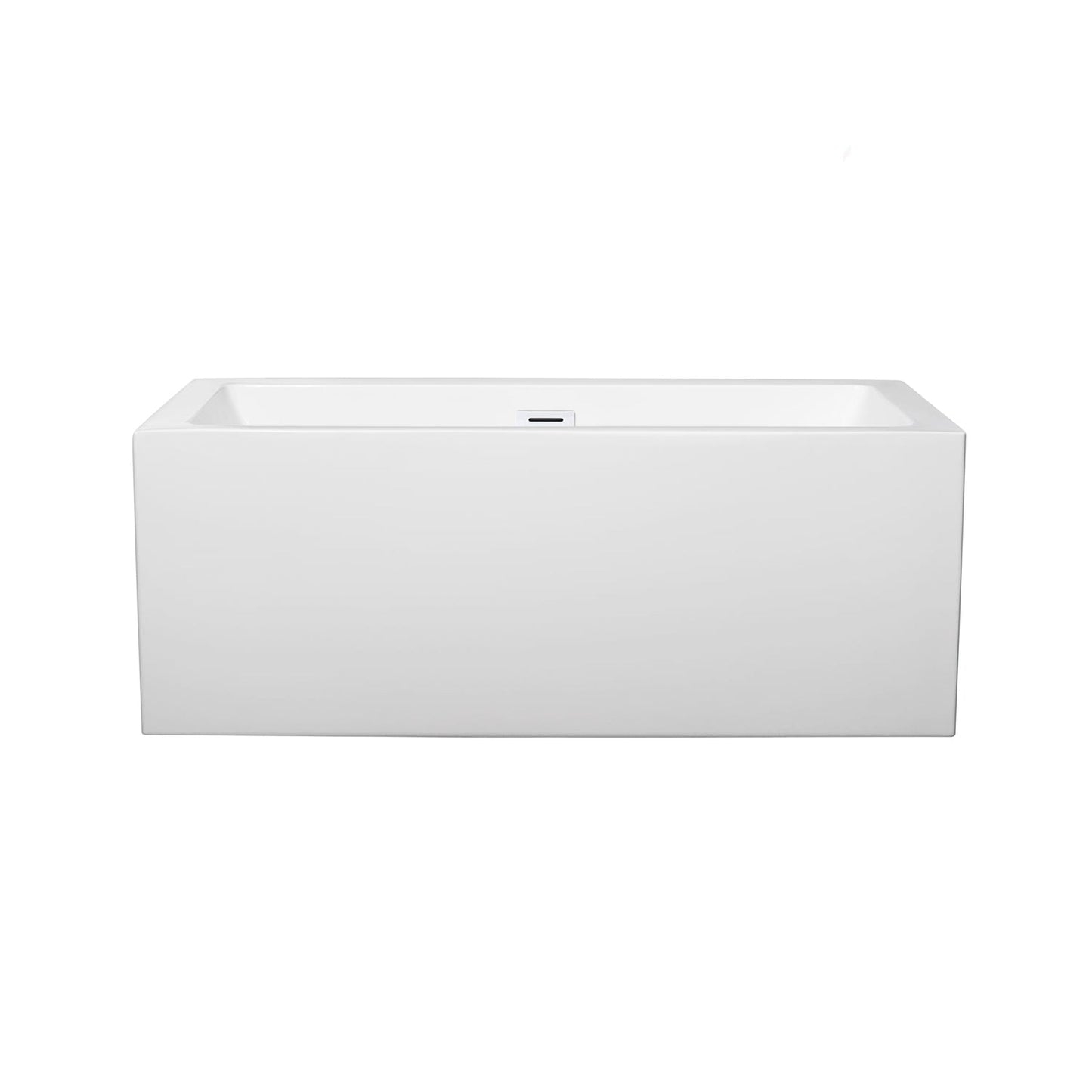 Wyndham Collection Melody 60" Freestanding Bathtub in White With Shiny White Drain and Overflow Trim