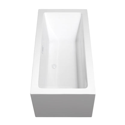 Wyndham Collection Melody 60" Freestanding Bathtub in White With Shiny White Drain and Overflow Trim