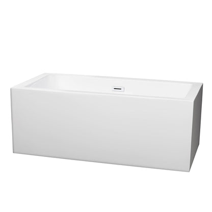 Wyndham Collection Melody 60" Freestanding Bathtub in White With Shiny White Drain and Overflow Trim