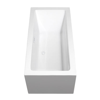 Wyndham Collection Melody 60" Freestanding Bathtub in White With Shiny White Trim and Floor Mounted Faucet in Brushed Gold