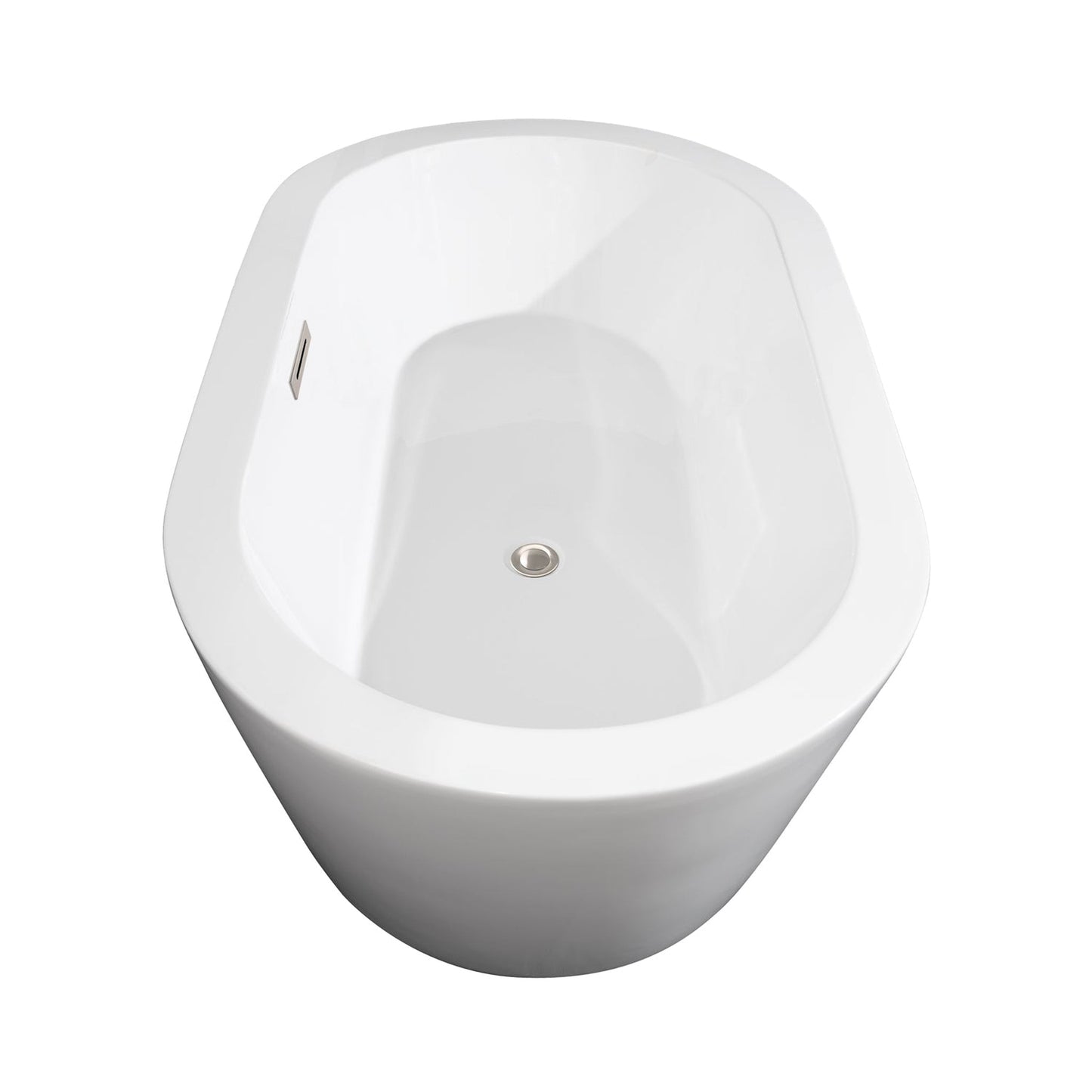 Wyndham Collection Mermaid 60" Freestanding Bathtub in White With Floor Mounted Faucet, Drain and Overflow Trim in Brushed Nickel