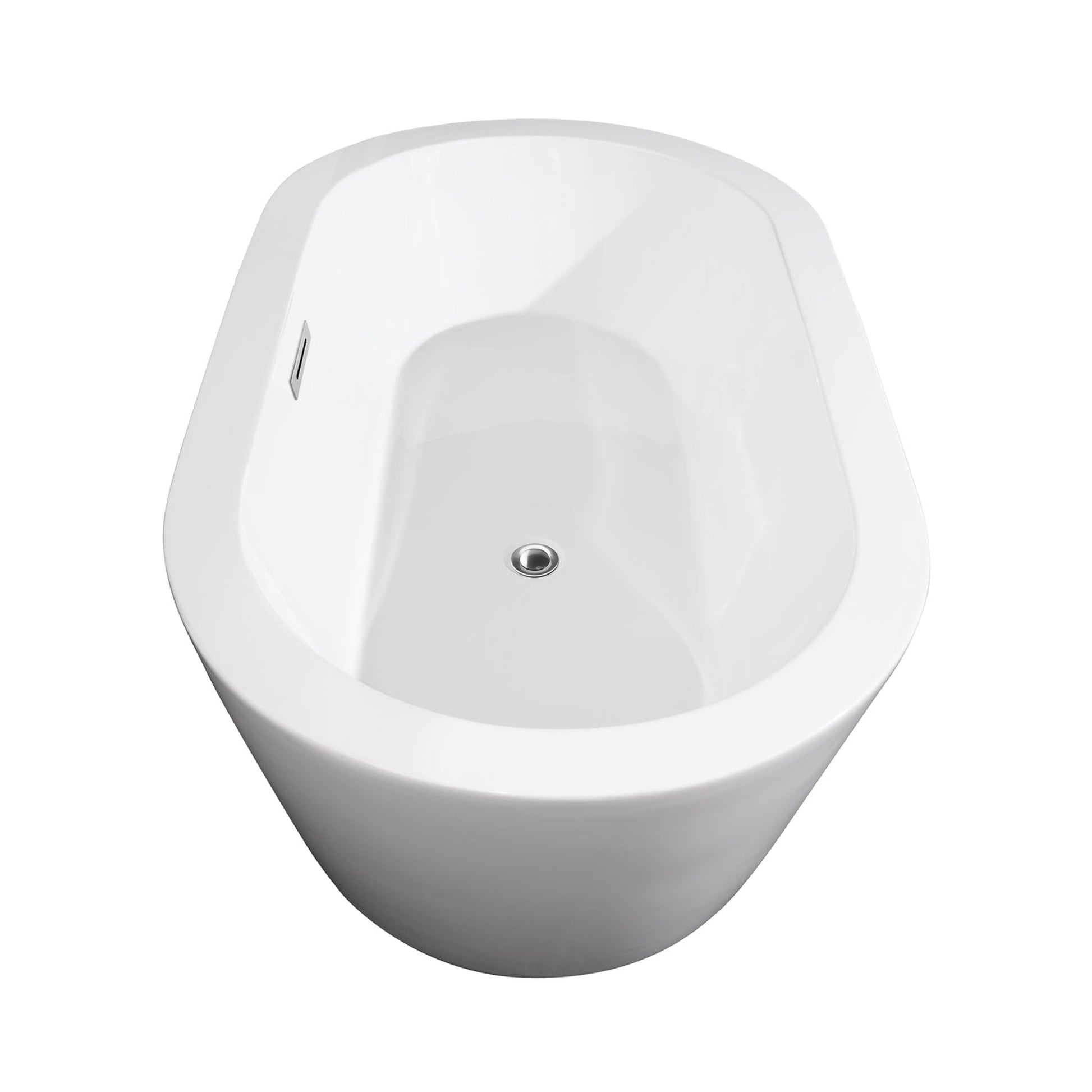 Wyndham Collection Mermaid 60" Freestanding Bathtub in White With Floor Mounted Faucet, Drain and Overflow Trim in Polished Chrome