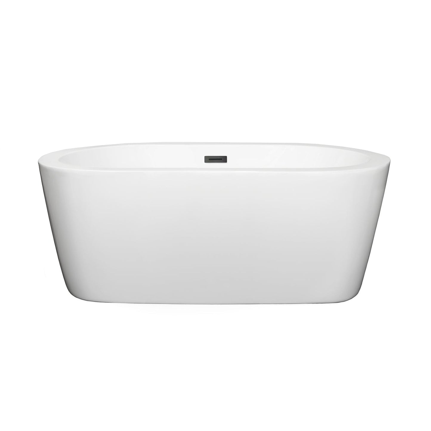 Wyndham Collection Mermaid 60" Freestanding Bathtub in White With Matte Black Drain and Overflow Trim