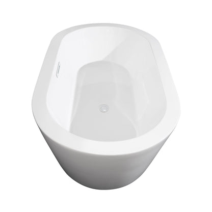 Wyndham Collection Mermaid 60" Freestanding Bathtub in White With Shiny White Drain and Overflow Trim