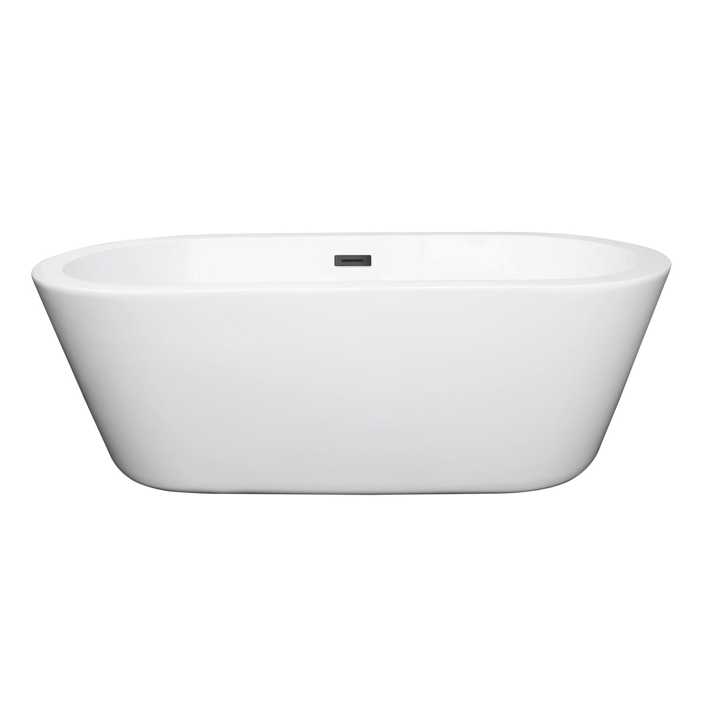 Wyndham Collection Mermaid 67" Freestanding Bathtub in White With Matte Black Drain and Overflow Trim