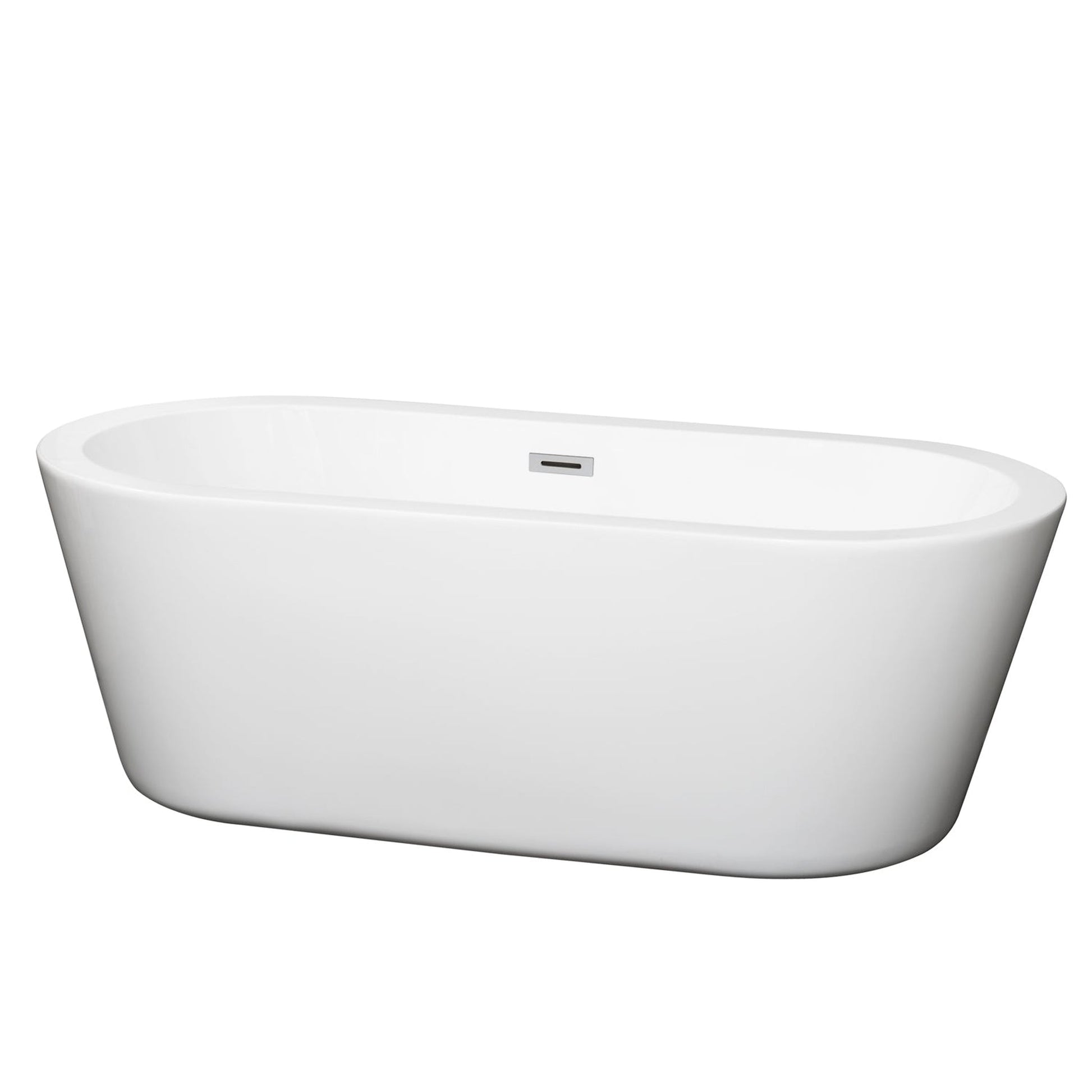 Wyndham Collection Mermaid 67" Freestanding Bathtub in White With Polished Chrome Drain and Overflow Trim