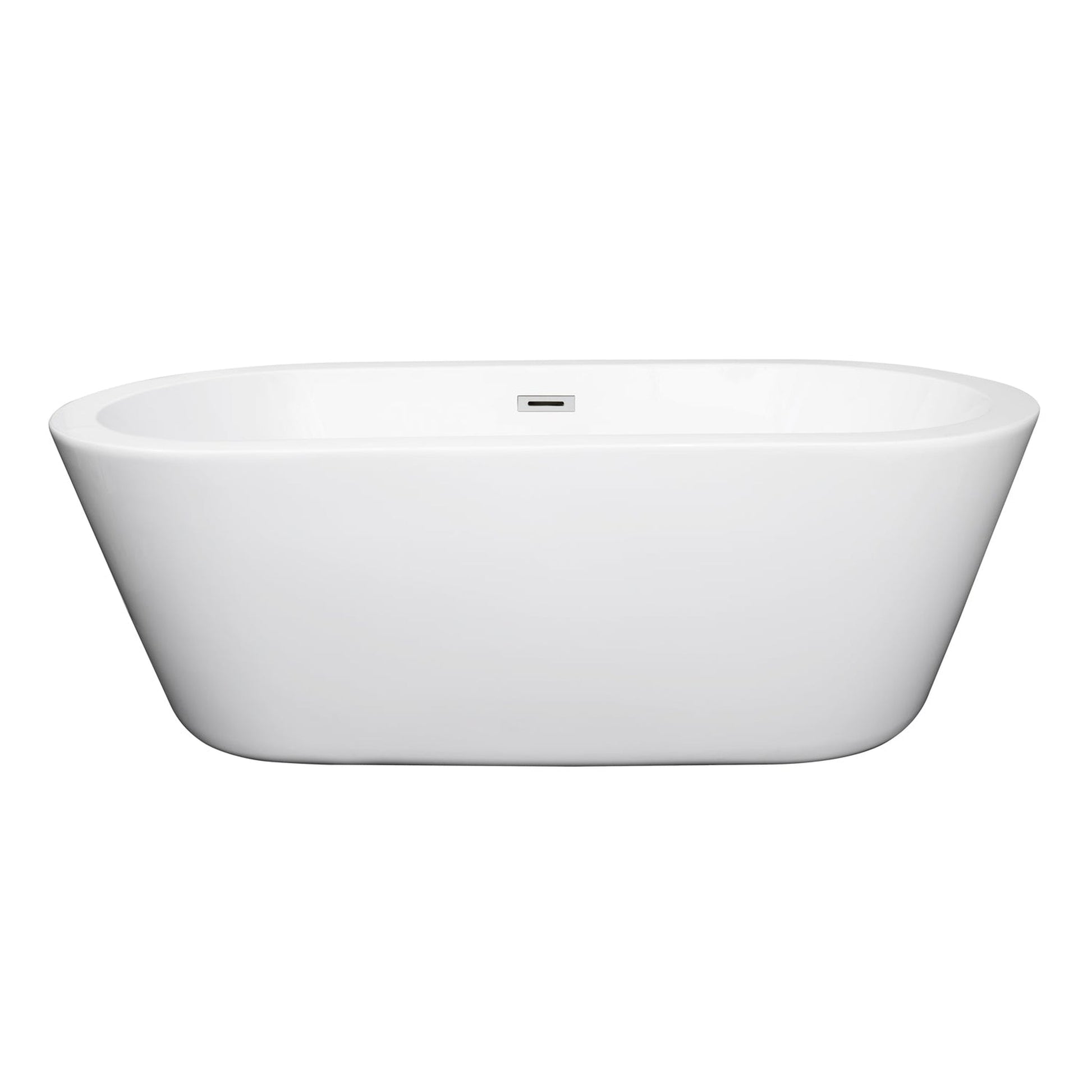 Wyndham Collection Mermaid 67" Freestanding Bathtub in White With Polished Chrome Drain and Overflow Trim