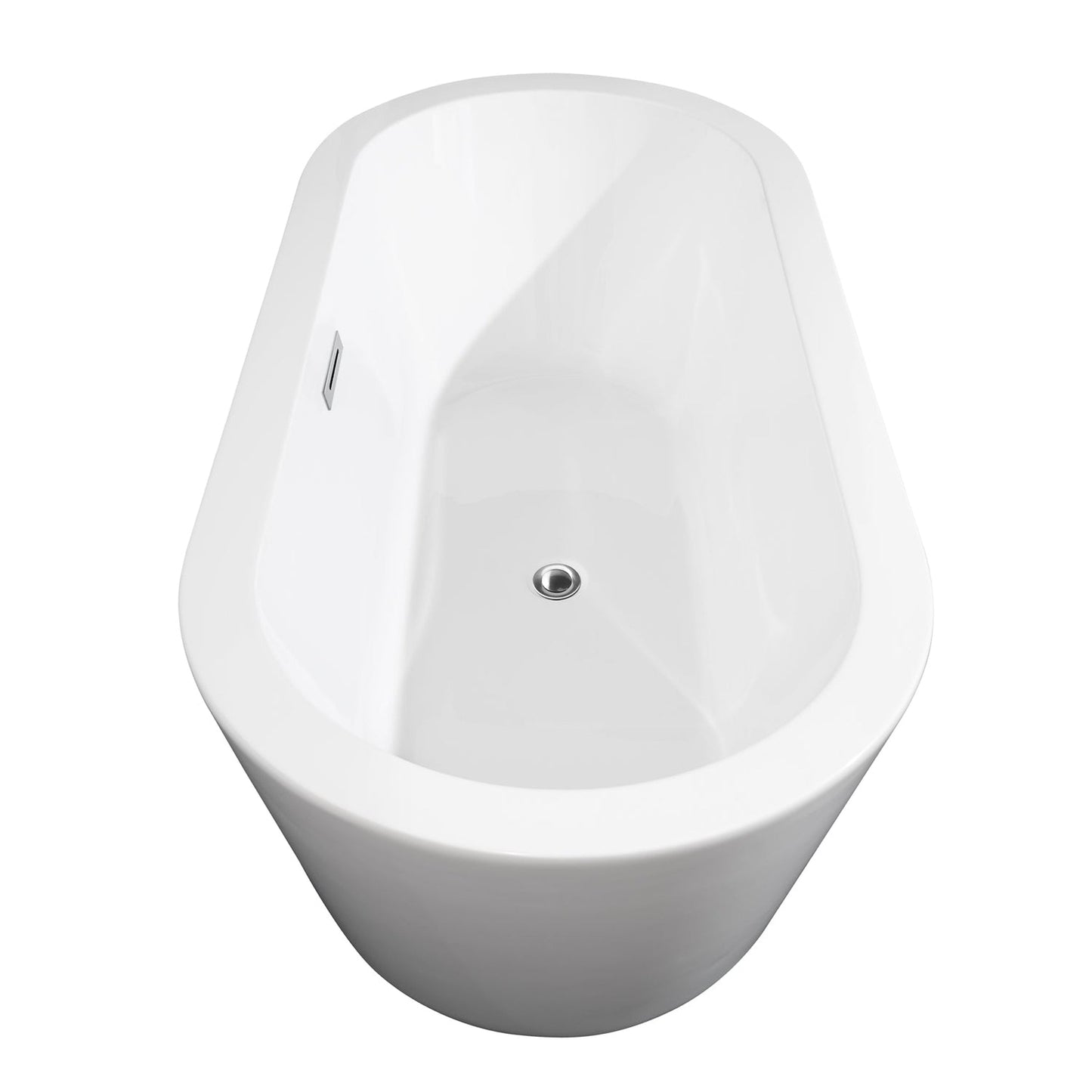 Wyndham Collection Mermaid 67" Freestanding Bathtub in White With Polished Chrome Drain and Overflow Trim