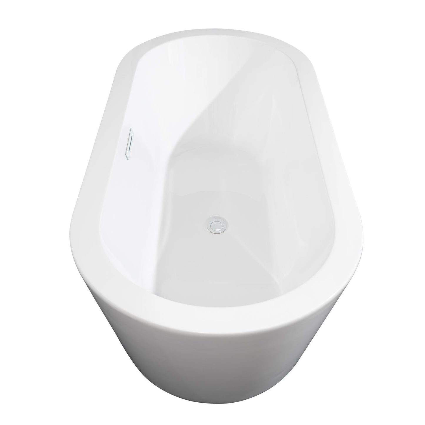 Wyndham Collection Mermaid 67" Freestanding Bathtub in White With Shiny White Drain and Overflow Trim