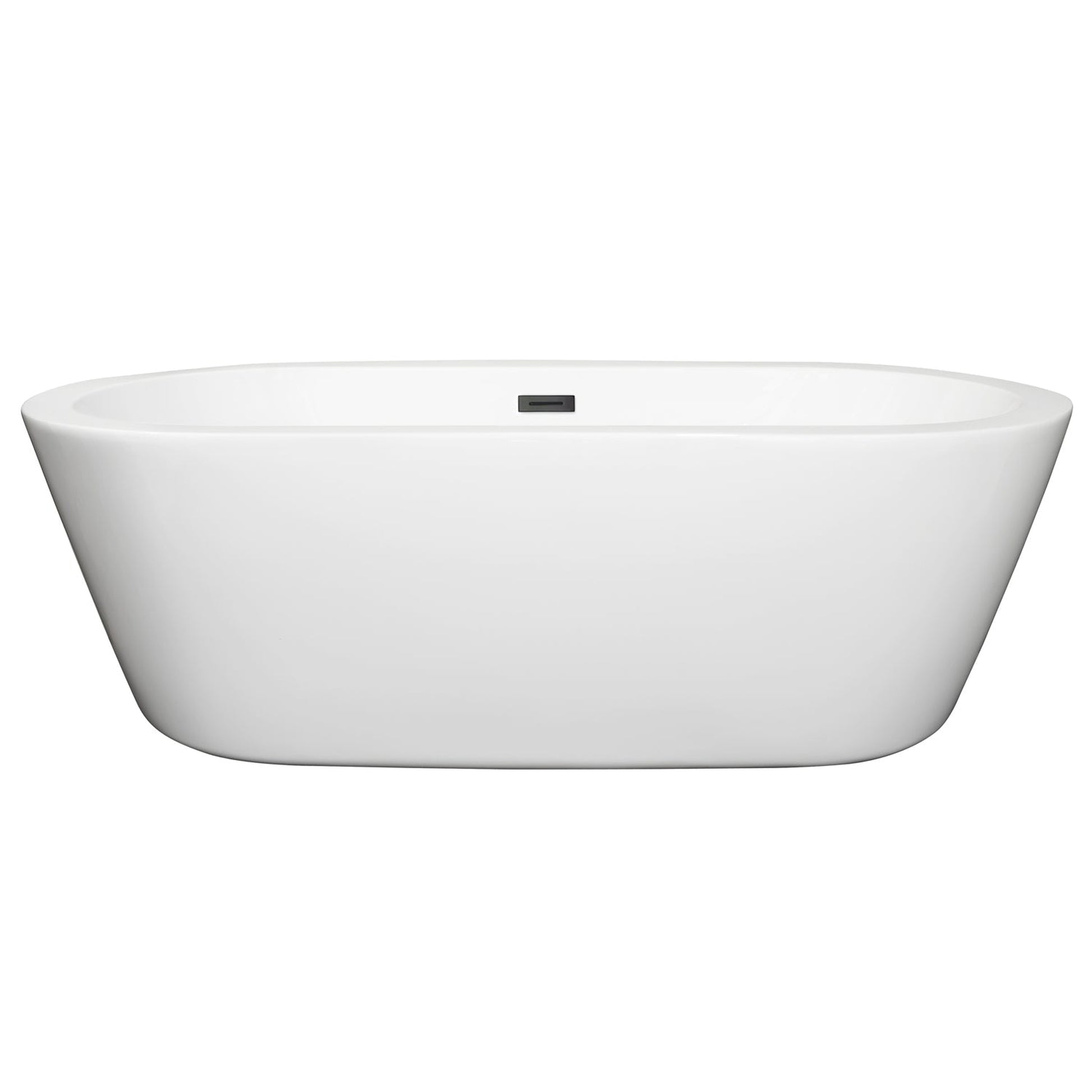 Wyndham Collection Mermaid 71" Freestanding Bathtub in White With Matte Black Drain and Overflow Trim