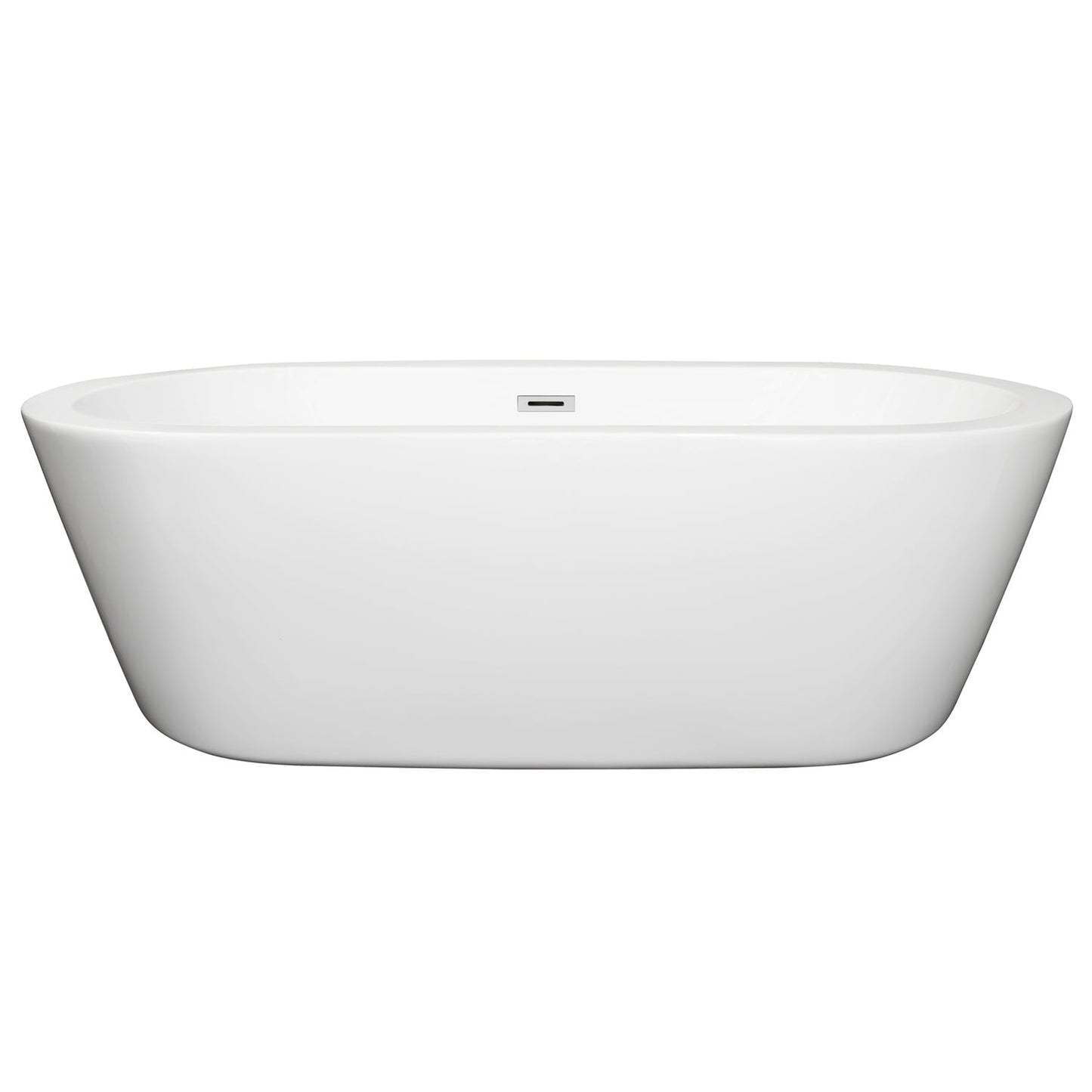 Wyndham Collection Mermaid 71" Freestanding Bathtub in White With Polished Chrome Drain and Overflow Trim