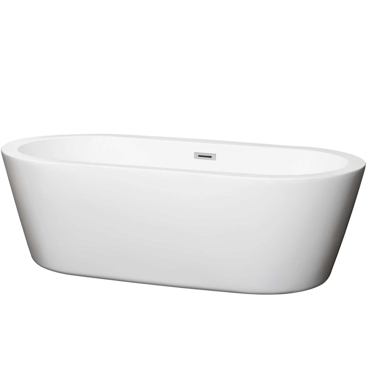 Wyndham Collection Mermaid 71" Freestanding Bathtub in White With Polished Chrome Drain and Overflow Trim