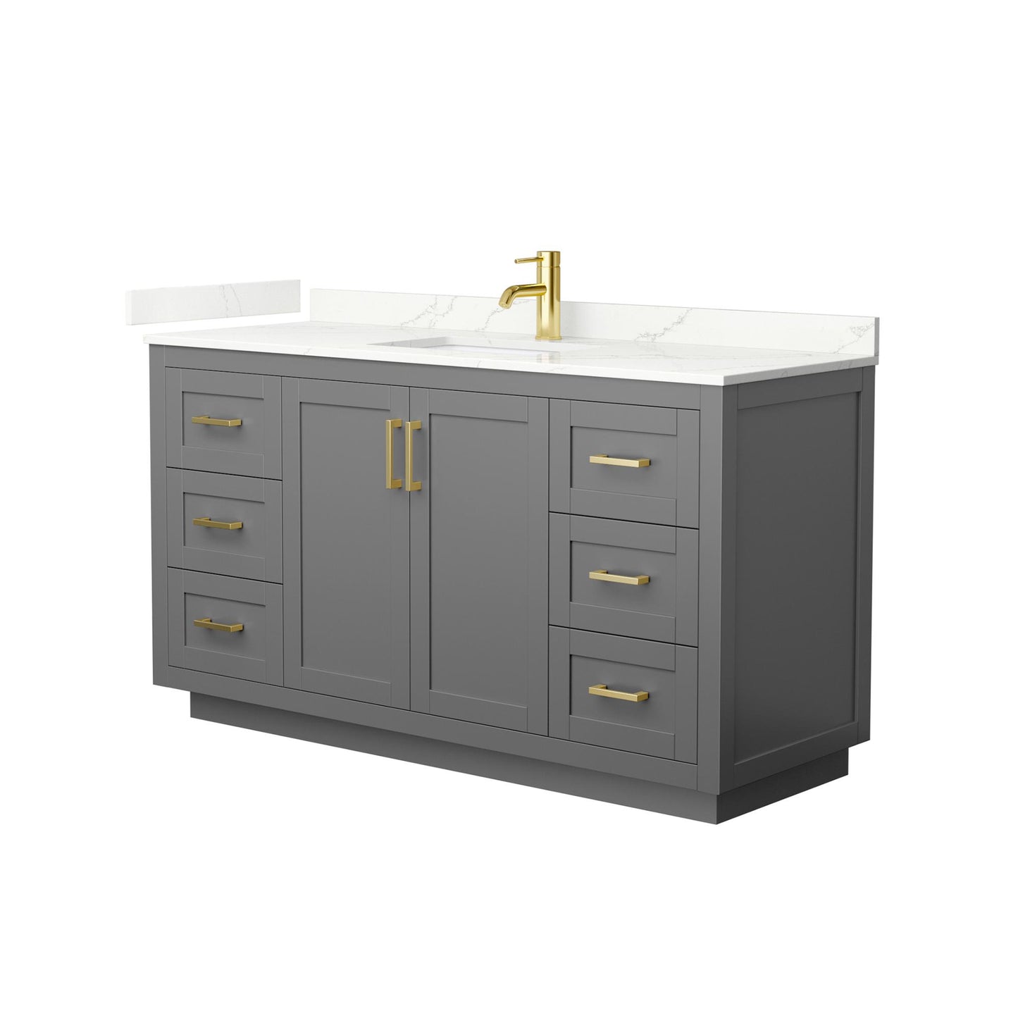 Wyndham Collection Miranda 60" Single Bathroom Vanity in Dark Gray, Giotto Quartz Countertop, Undermount Square Sink (1-Hole), Brushed Gold Trim