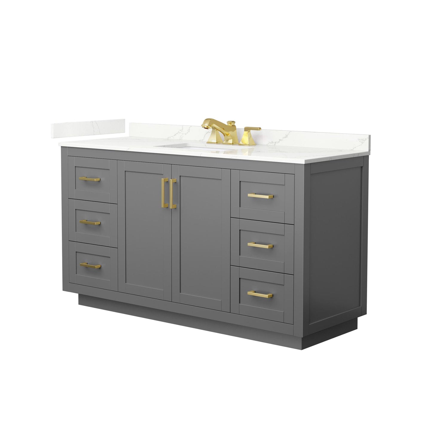 Wyndham Collection Miranda 60" Single Bathroom Vanity in Dark Gray, Giotto Quartz Countertop, Undermount Square Sink (3-Hole), Brushed Gold Trim