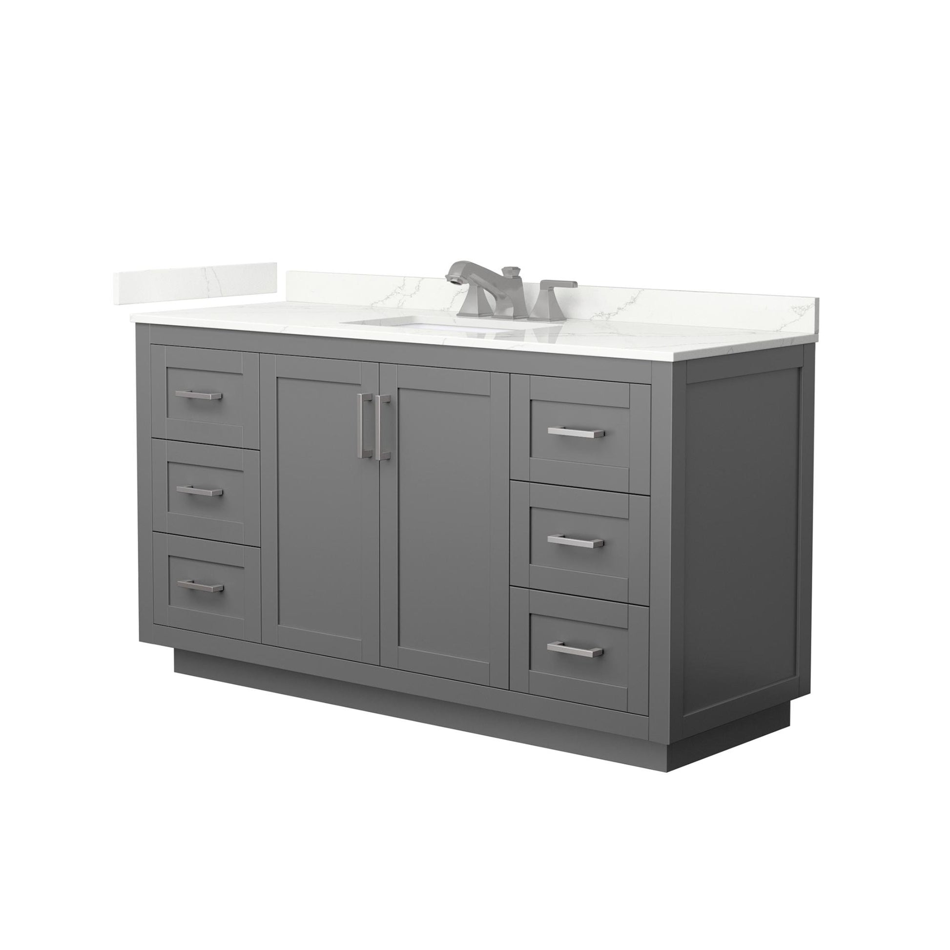 Wyndham Collection Miranda 60" Single Bathroom Vanity in Dark Gray, Giotto Quartz Countertop, Undermount Square Sink (3-Hole), Brushed Nickel Trim