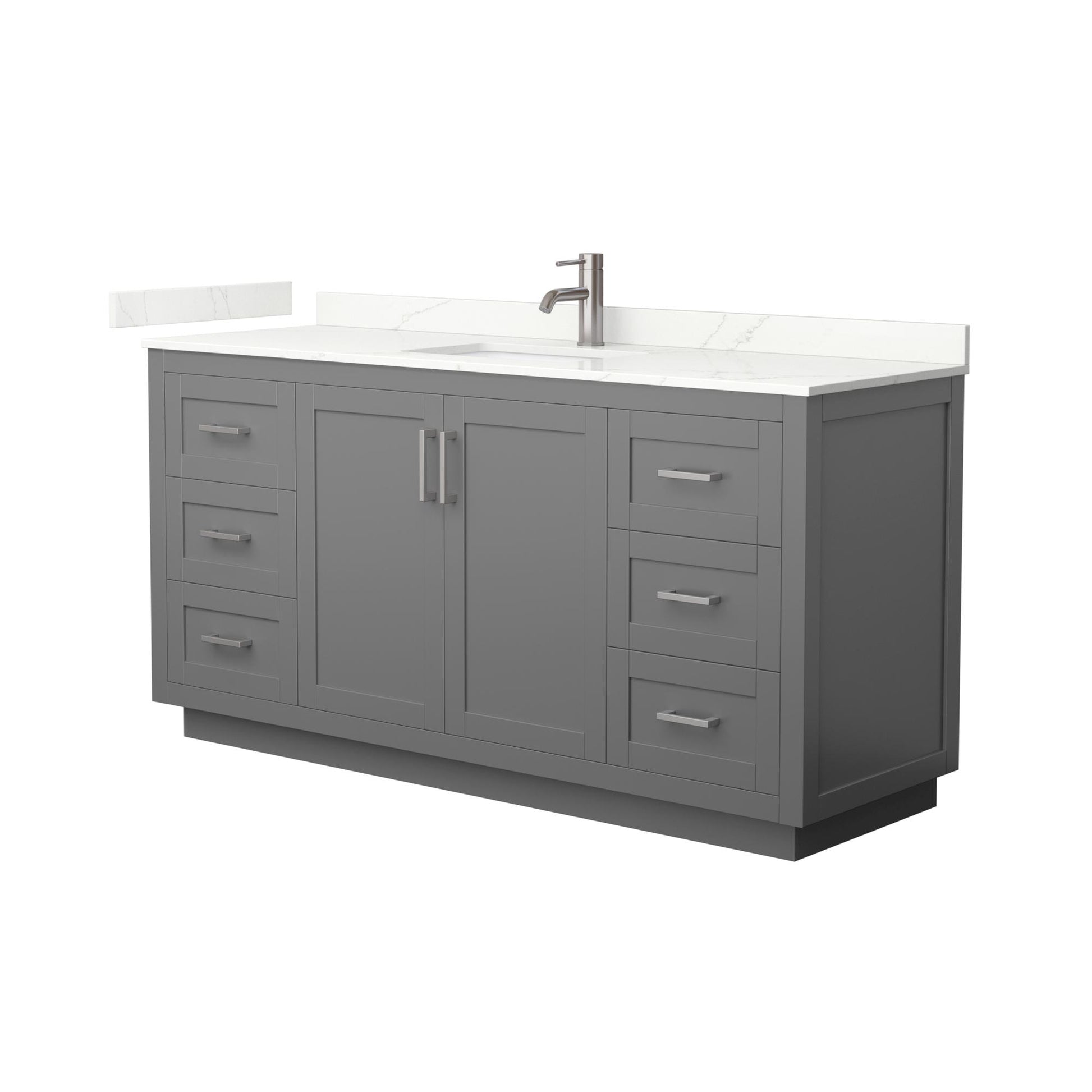Wyndham Collection Miranda 66" Single Bathroom Vanity in Dark Gray, Giotto Quartz Countertop, Undermount Square Sink (1-Hole), Brushed Nickel Trim