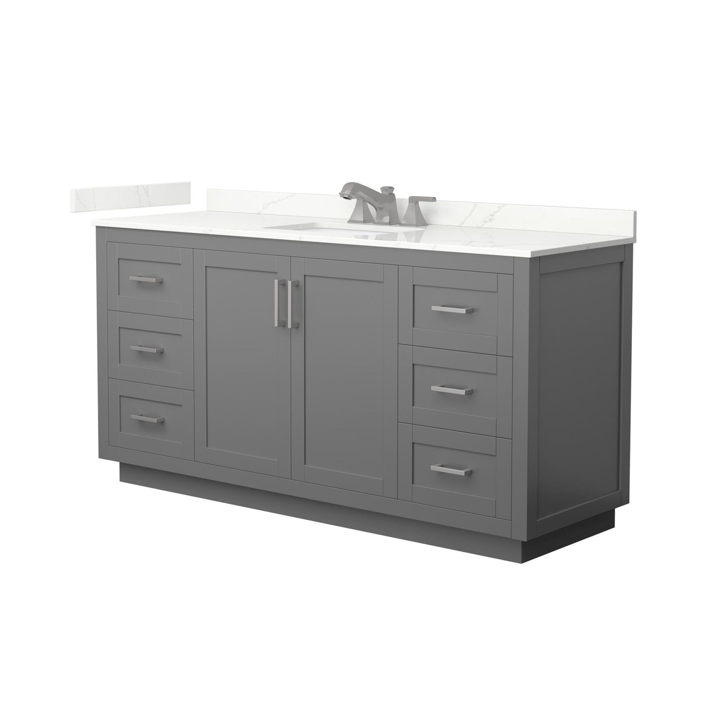 Wyndham Collection Miranda 66" Single Bathroom Vanity in Dark Gray, Giotto Quartz Countertop, Undermount Square Sink (3-Hole), Brushed Nickel Trim
