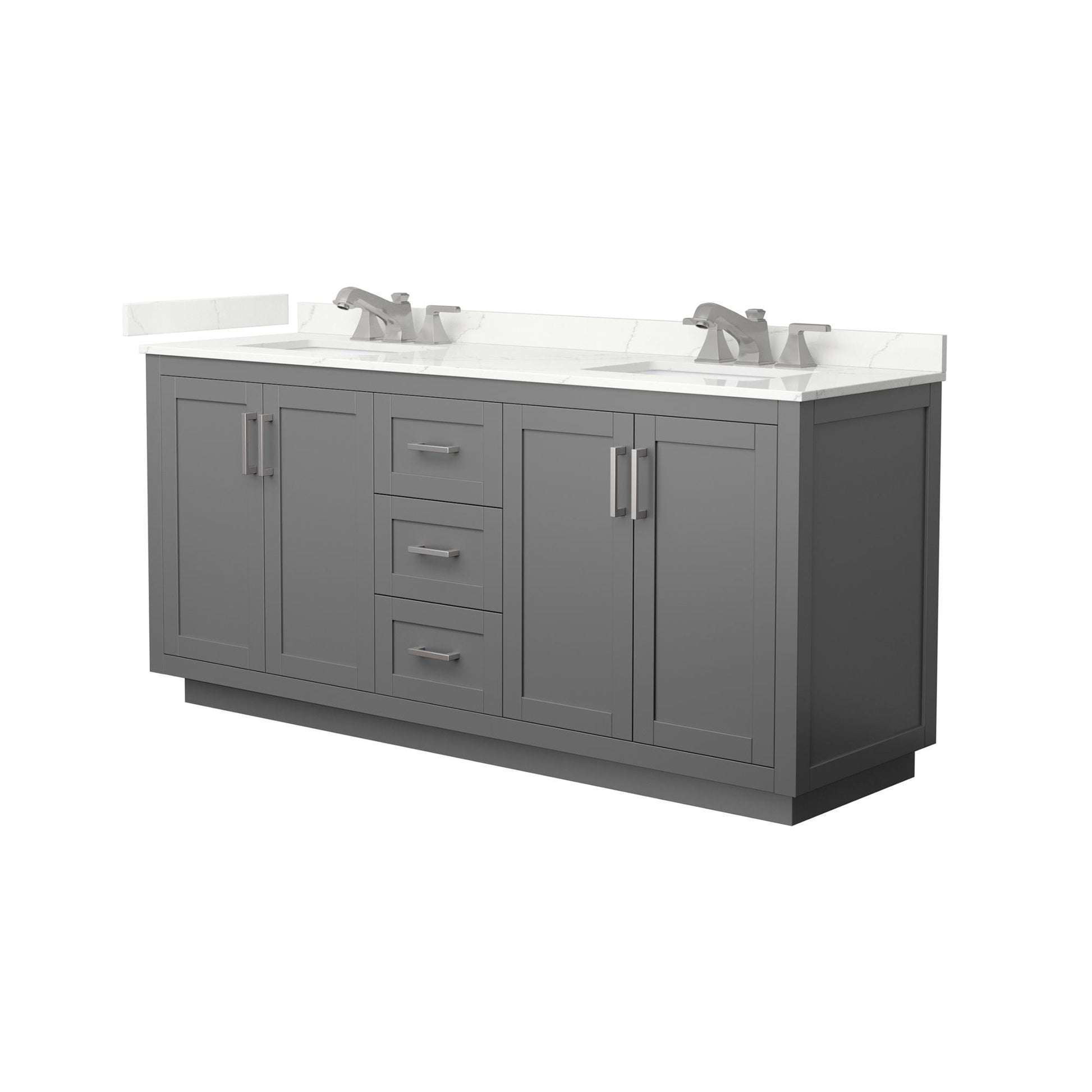Wyndham Collection Miranda 72" Double Bathroom Vanity in Dark Gray, Giotto Quartz Countertop, Undermount Square Sinks (3-Hole), Brushed Nickel Trim