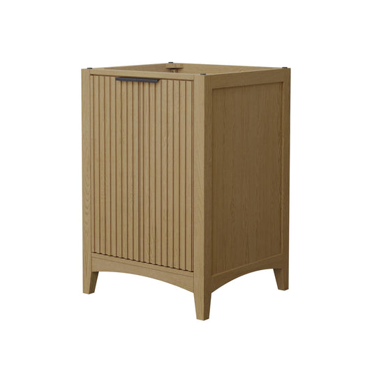 Wyndham Collection Palmilla 24" Single Bathroom Vanity in Natural Oak, No Countertop, No Sink, Matte Black Trim