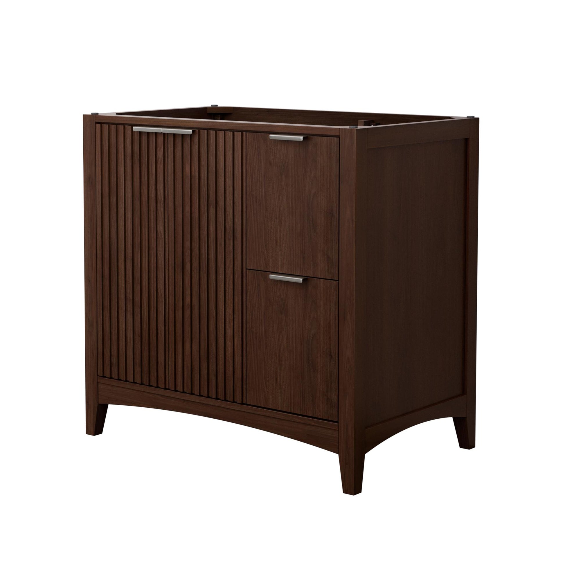 Wyndham Collection Palmilla 36" Single Bathroom Vanity in Dark Walnut, No Countertop, No Sink, Brushed Nickel Trim