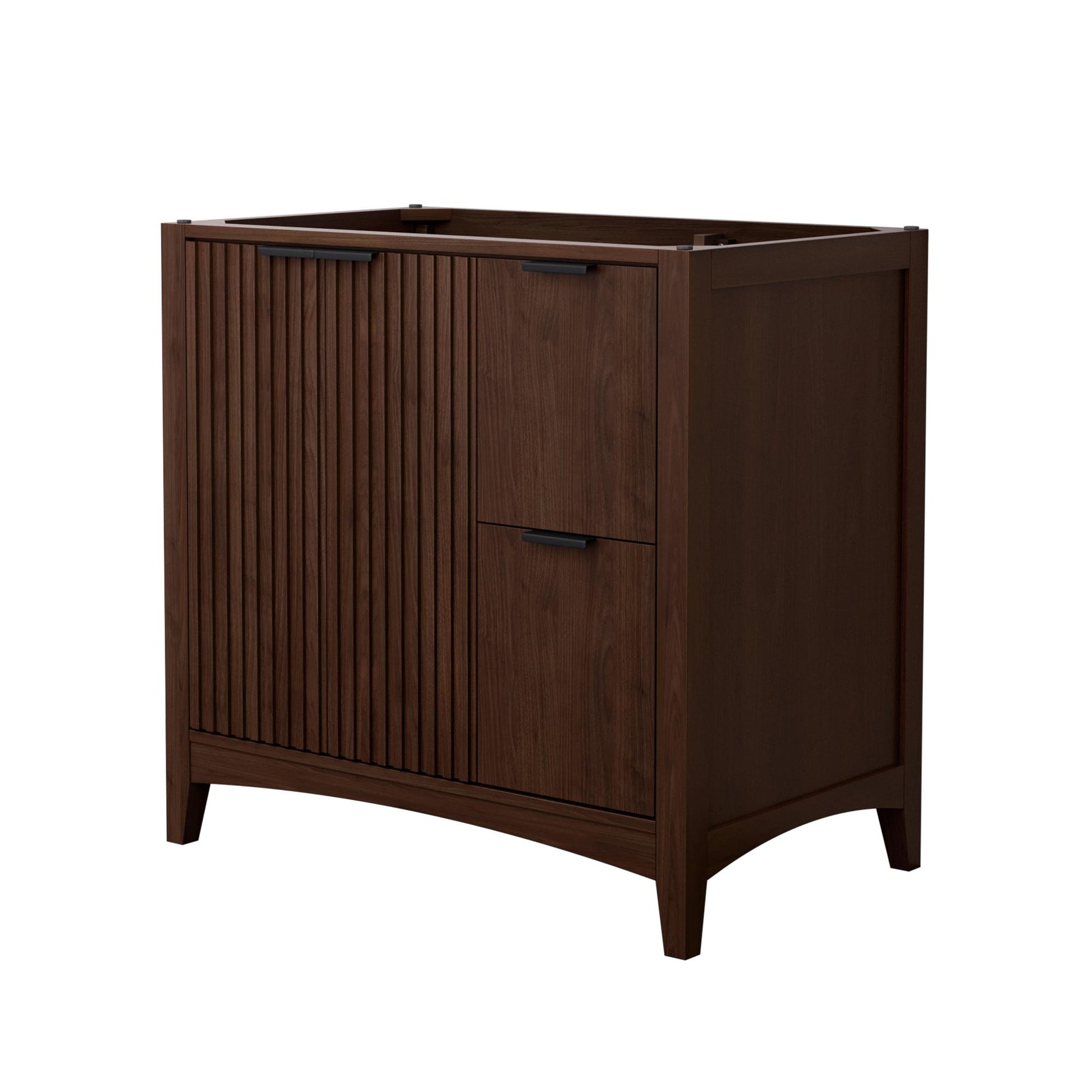 Wyndham Collection Palmilla 36" Single Bathroom Vanity in Dark Walnut, No Countertop, No Sink, Matte Black Trim