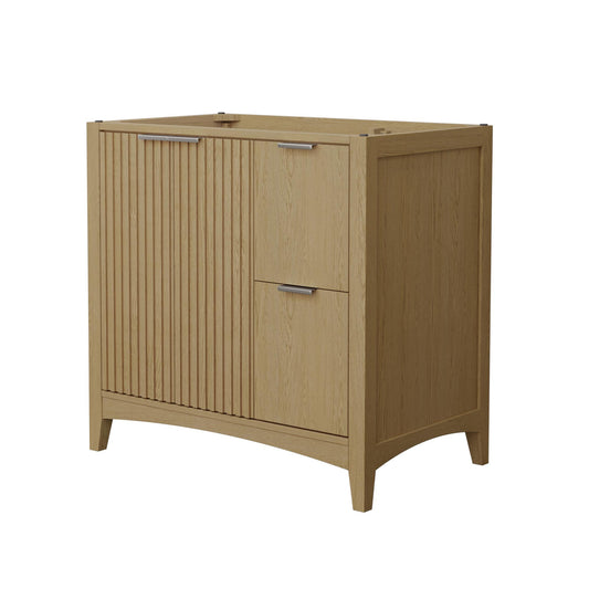 Wyndham Collection Palmilla 36" Single Bathroom Vanity in Natural Oak, No Countertop, No Sink, Brushed Nickel Trim