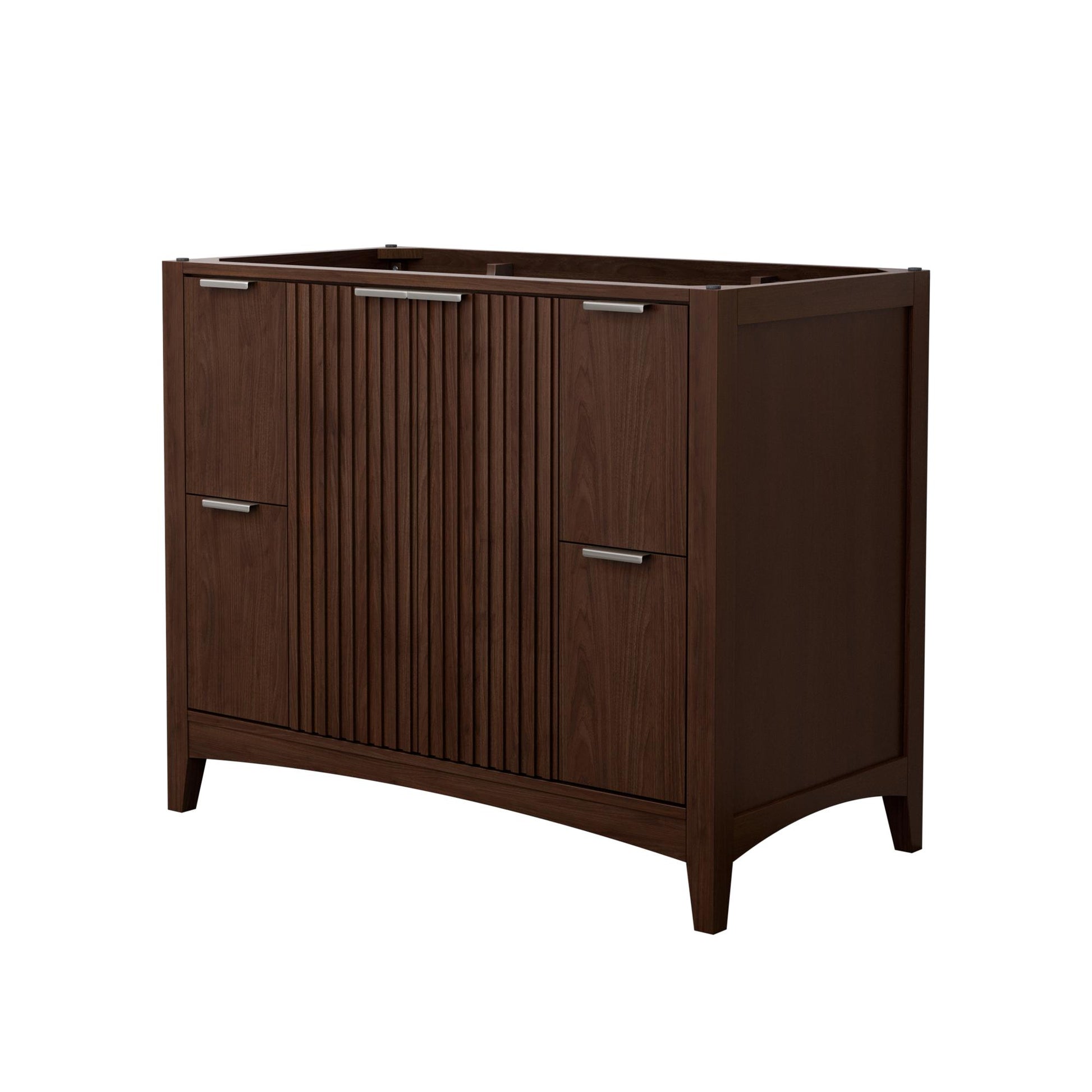 Wyndham Collection Palmilla 42" Single Bathroom Vanity in Dark Walnut, No Countertop, No Sink, Brushed Nickel Trim