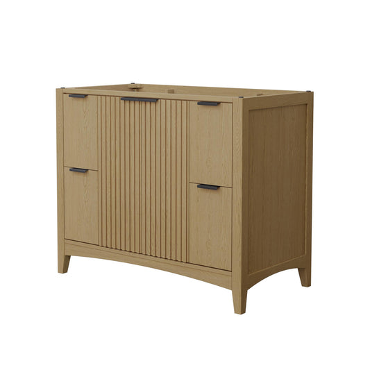 Wyndham Collection Palmilla 42" Single Bathroom Vanity in Natural Oak, No Countertop, No Sink, Matte Black Trim
