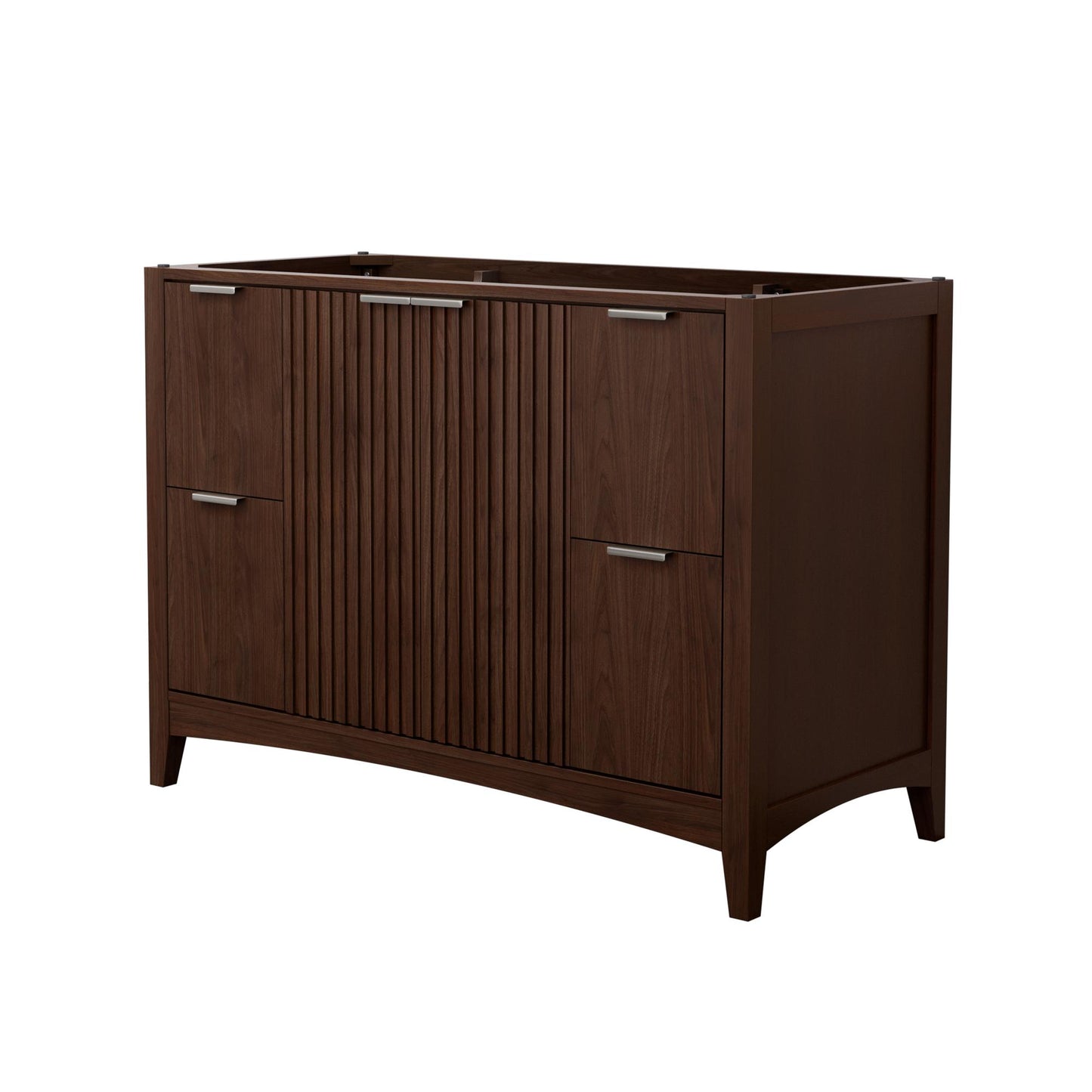 Wyndham Collection Palmilla 48" Single Bathroom Vanity in Dark Walnut, No Countertop, No Sink, Brushed Nickel Trim