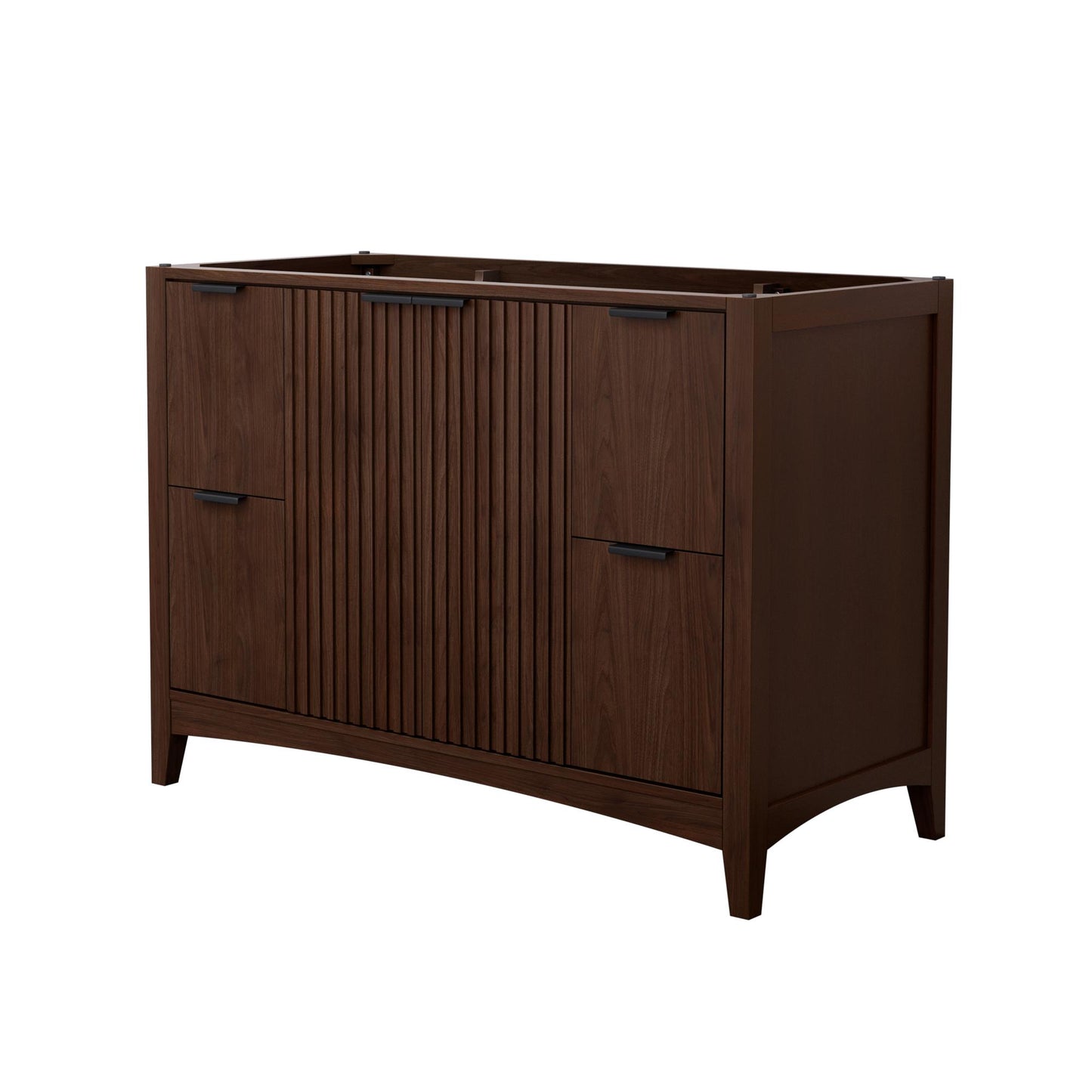 Wyndham Collection Palmilla 48" Single Bathroom Vanity in Dark Walnut, No Countertop, No Sink, Matte Black Trim