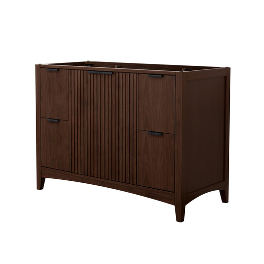 Wyndham Collection Palmilla 48" Single Bathroom Vanity in Dark Walnut, No Countertop, No Sink, Matte Black Trim