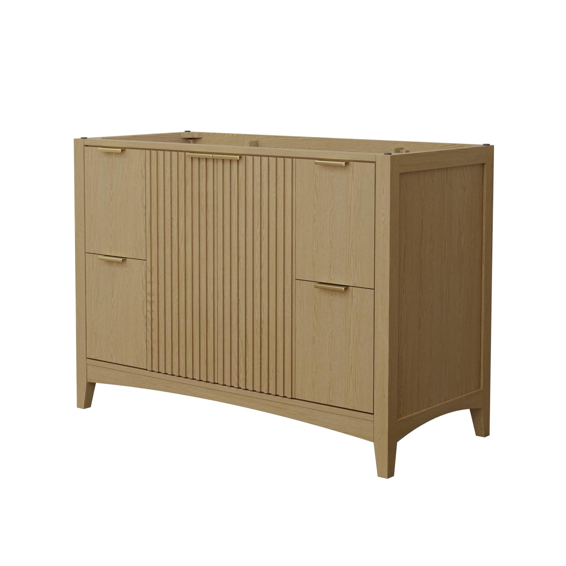 Wyndham Collection Palmilla 48" Single Bathroom Vanity in Natural Oak, No Countertop, No Sink, Brushed Gold Trim