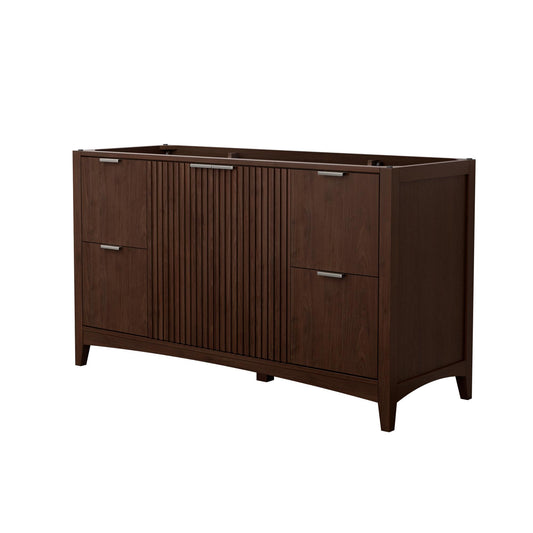 Wyndham Collection Palmilla 60" Single Bathroom Vanity in Dark Walnut, No Countertop, No Sink, Brushed Nickel Trim