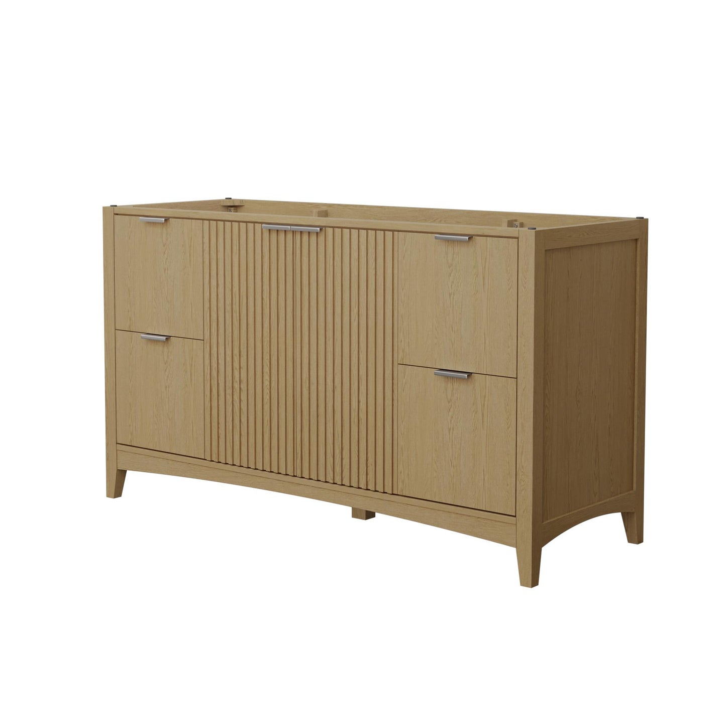 Wyndham Collection Palmilla 60" Single Bathroom Vanity in Natural Oak, No Countertop, No Sink, Brushed Nickel Trim
