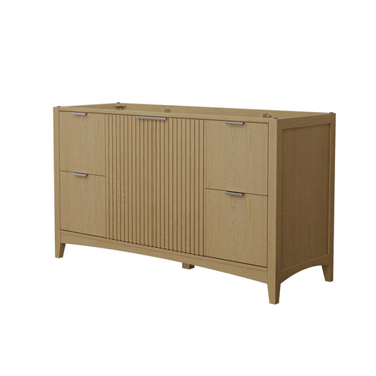 Wyndham Collection Palmilla 60" Single Bathroom Vanity in Natural Oak, No Countertop, No Sink, Brushed Nickel Trim