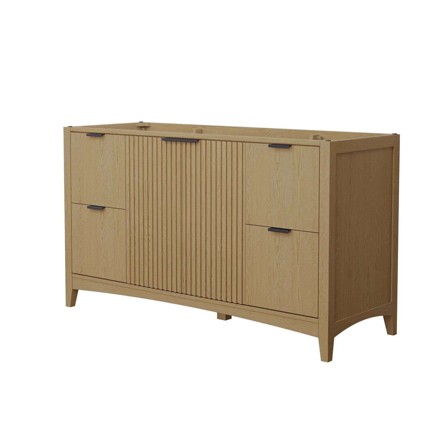 Wyndham Collection Palmilla 60" Single Bathroom Vanity in Natural Oak, No Countertop, No Sink, Matte Black Trim