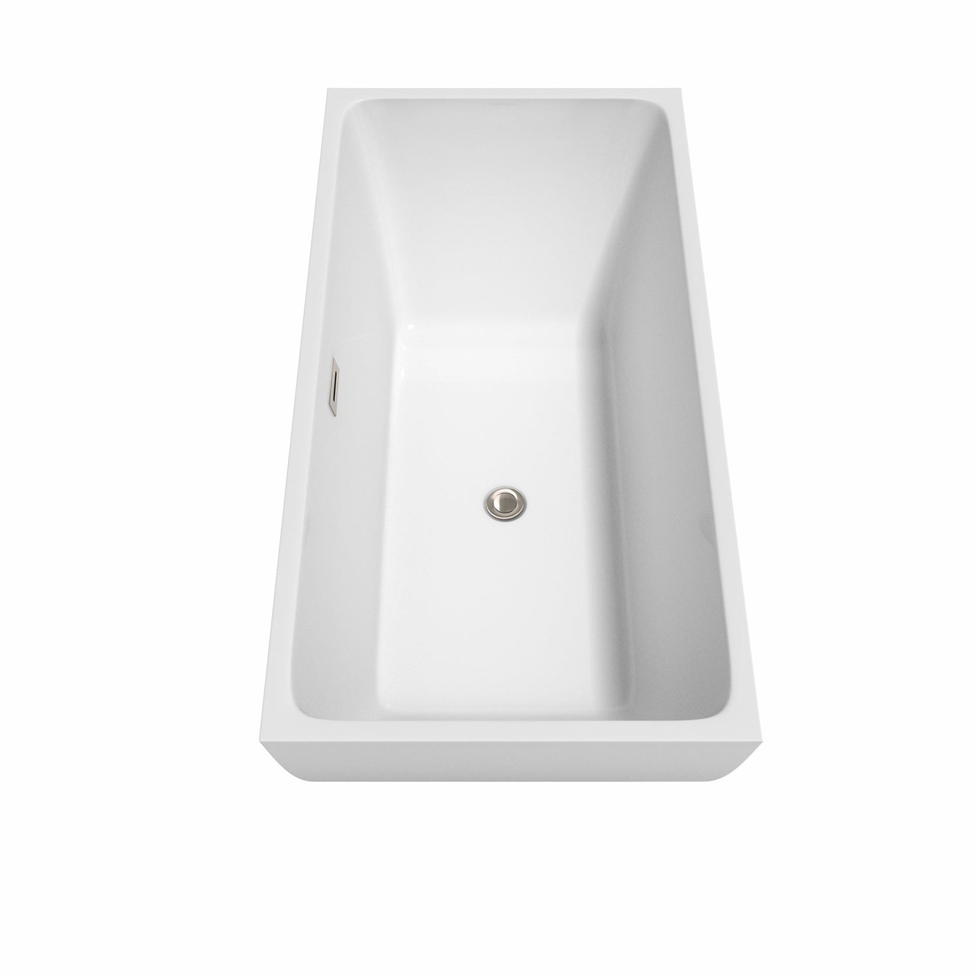 Wyndham Collection Rachel 59" Freestanding Bathtub in White With Brushed Nickel Drain and Overflow Trim