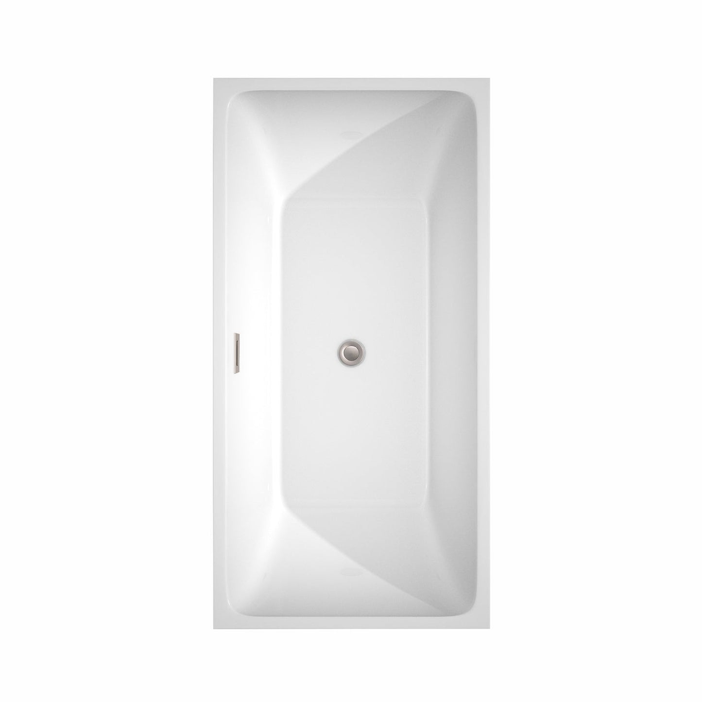 Wyndham Collection Rachel 59" Freestanding Bathtub in White With Brushed Nickel Drain and Overflow Trim