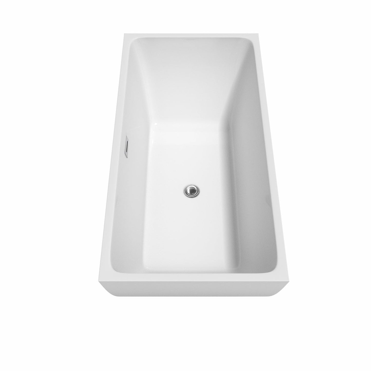 Wyndham Collection Rachel 59" Freestanding Bathtub in White With Floor Mounted Faucet, Drain and Overflow Trim in Polished Chrome