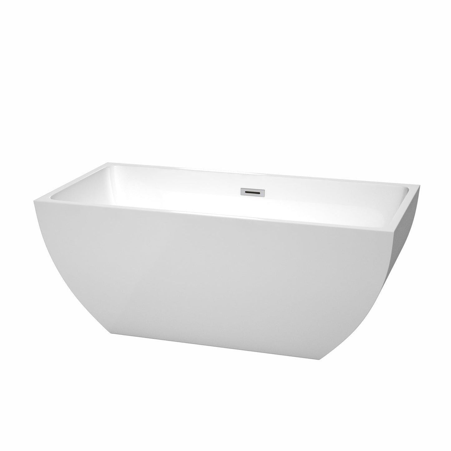 Wyndham Collection Rachel 59" Freestanding Bathtub in White With Polished Chrome Drain and Overflow Trim