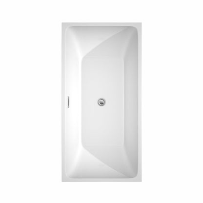 Wyndham Collection Rachel 59" Freestanding Bathtub in White With Polished Chrome Drain and Overflow Trim