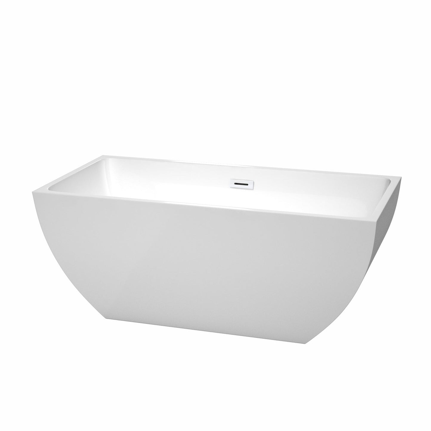 Wyndham Collection Rachel 59" Freestanding Bathtub in White With Shiny White Drain and Overflow Trim