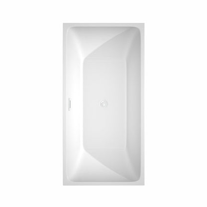 Wyndham Collection Rachel 59" Freestanding Bathtub in White With Shiny White Drain and Overflow Trim